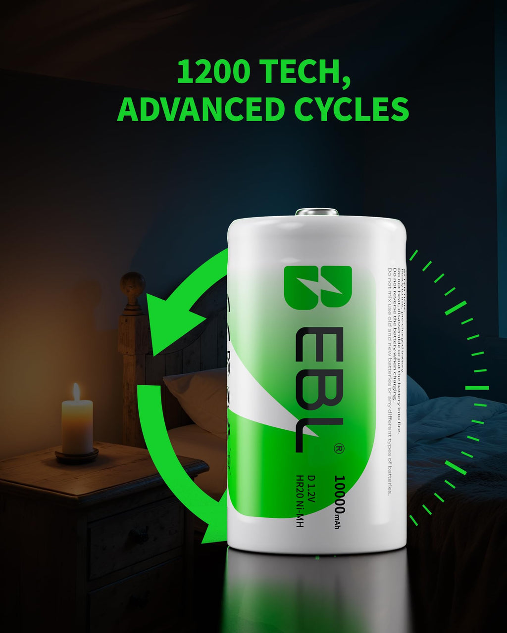 8 Pack 10000mAh Ni-MH D Rechargeable Batteries with Charger Z858085