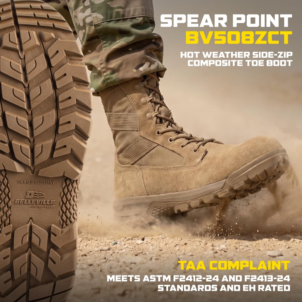 Composite Toe Leather Side Zip Tactical Boots V418373