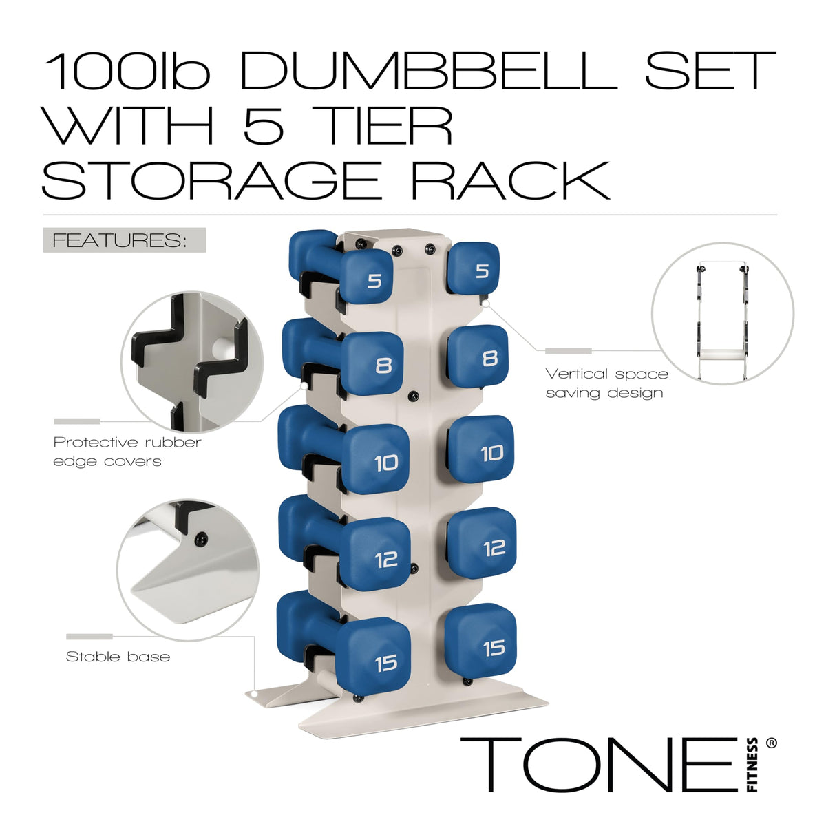 Neoprene Dumbbell Set with Storage Rack P80229