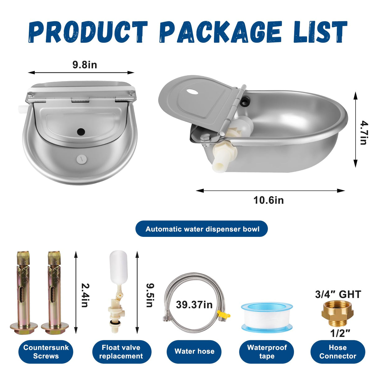 Automatic Chicken Waterer 304 Steel Poultry Water Dispenser B86616