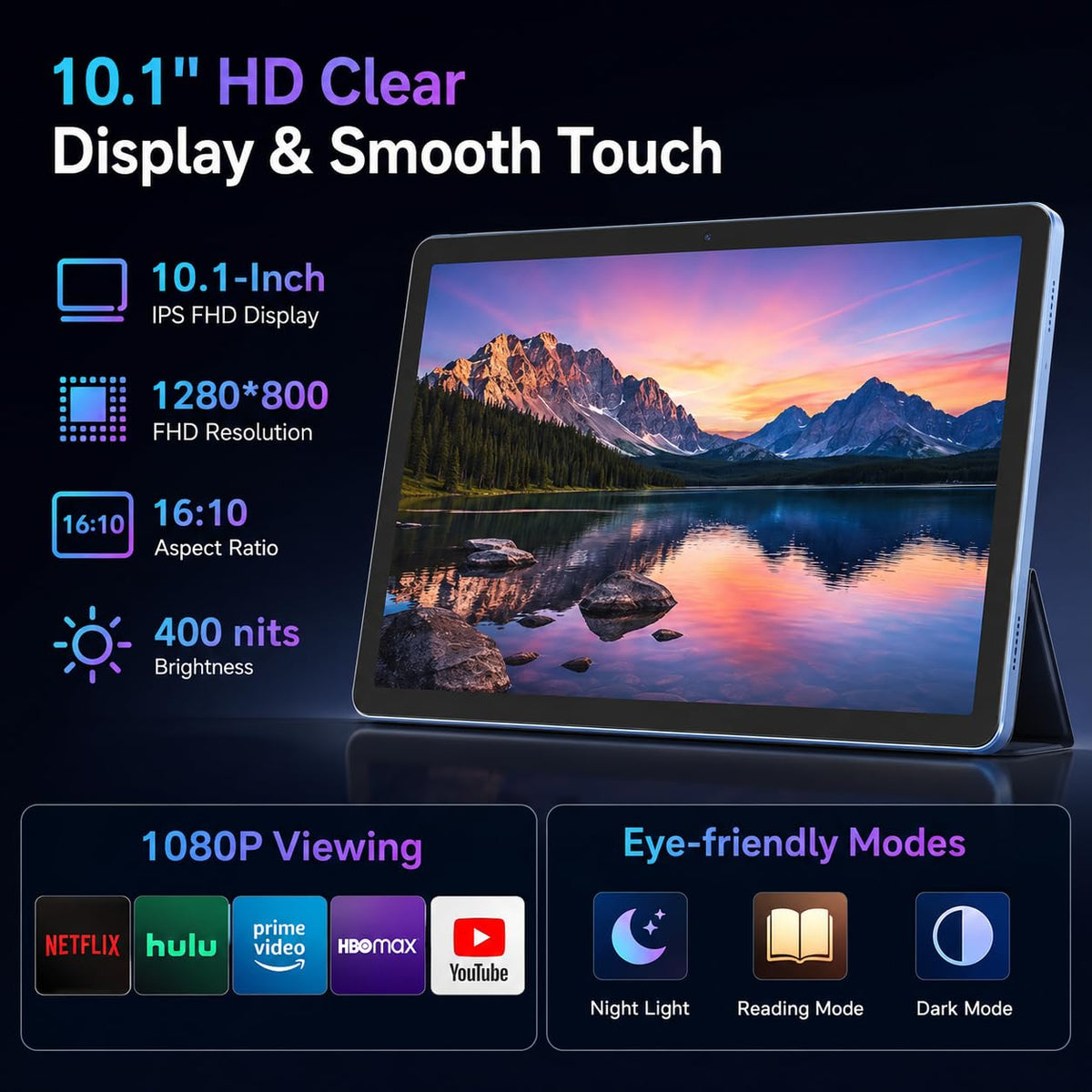 Black 10.1 inch Android 16 Tablet with Keyboard B991861