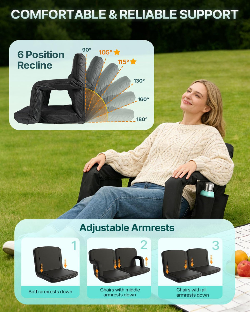 Heated Stadium Seats for Bleachers with Back Support O80977