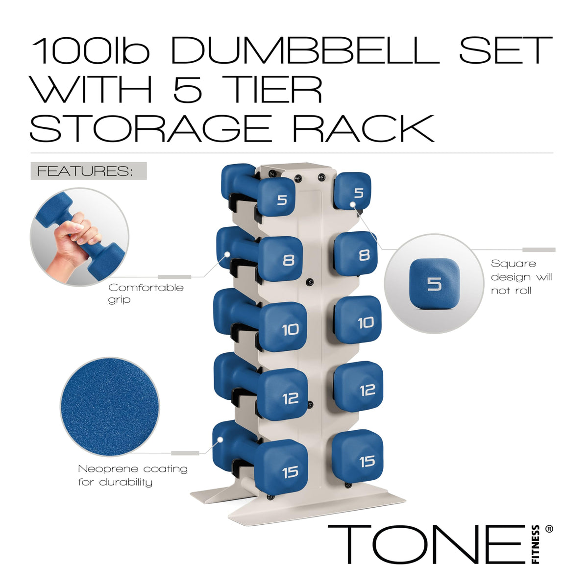 Neoprene Dumbbell Set with Storage Rack P80229