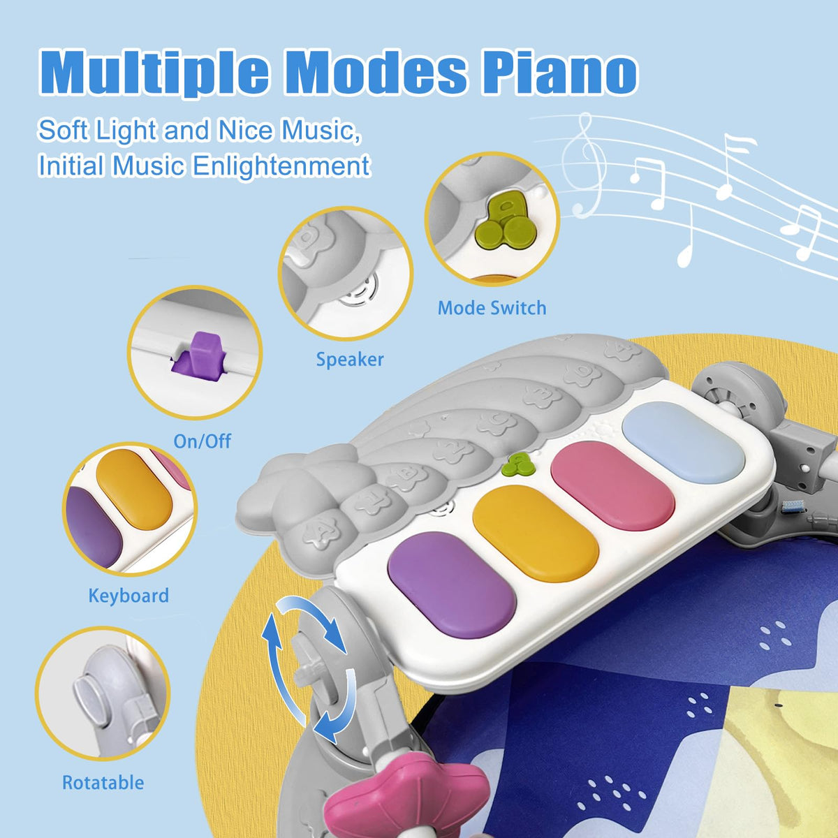 Baby Play Gym Mat and Activity Center with Music and Light Y569
