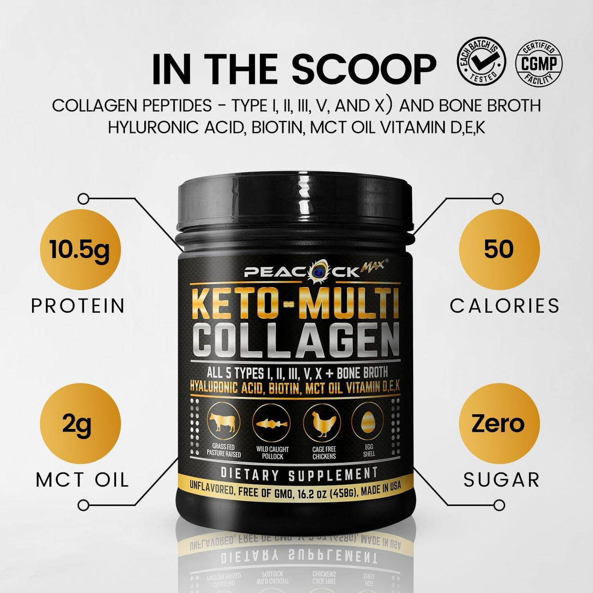 16.2 oz Unflavored Hydrolyzed Collagen Peptides Powder D123180