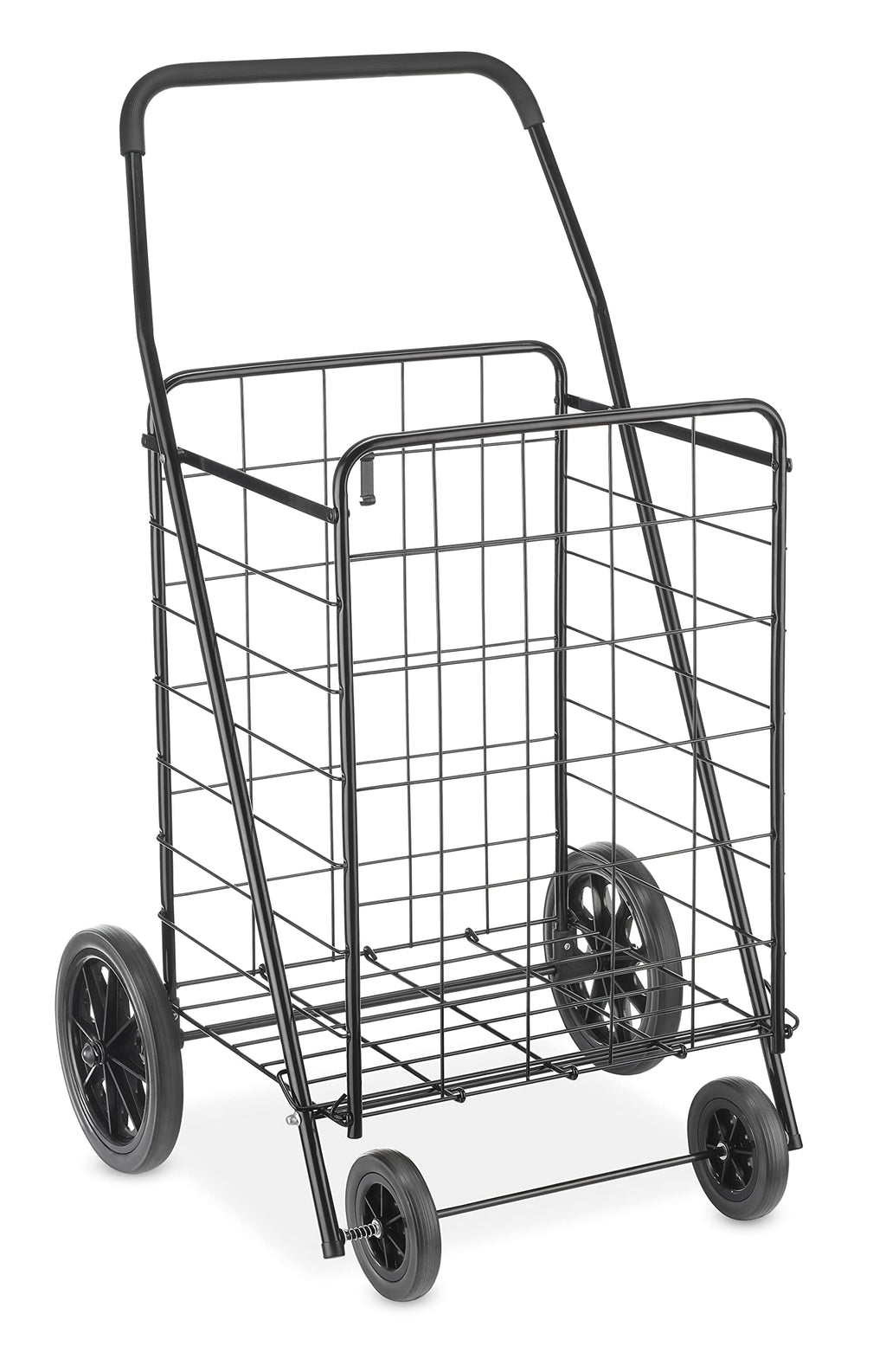 Extra Large Foldable Shopping Cart with Wheels, 100 Lb Capacity, Steel Frame, Black G48850