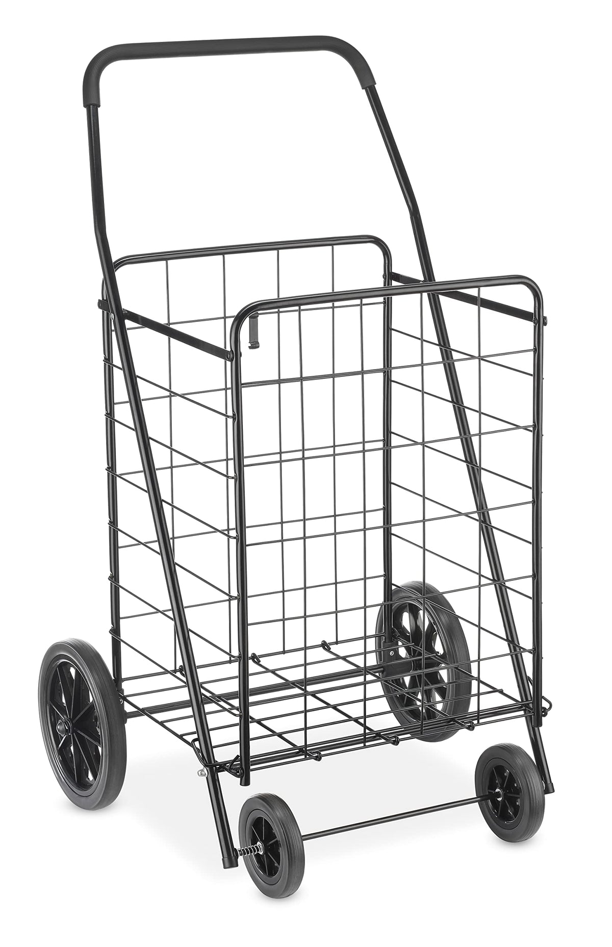 Extra Large Foldable Shopping Cart with Wheels, 100 Lb Capacity, Steel Frame, Black G48850