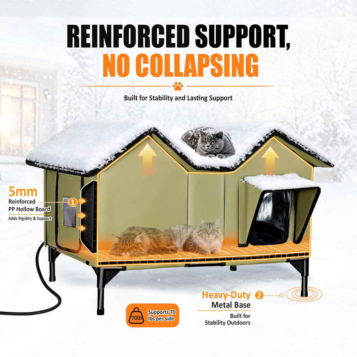 Weatherproof Outdoor Heated Cat House S75546