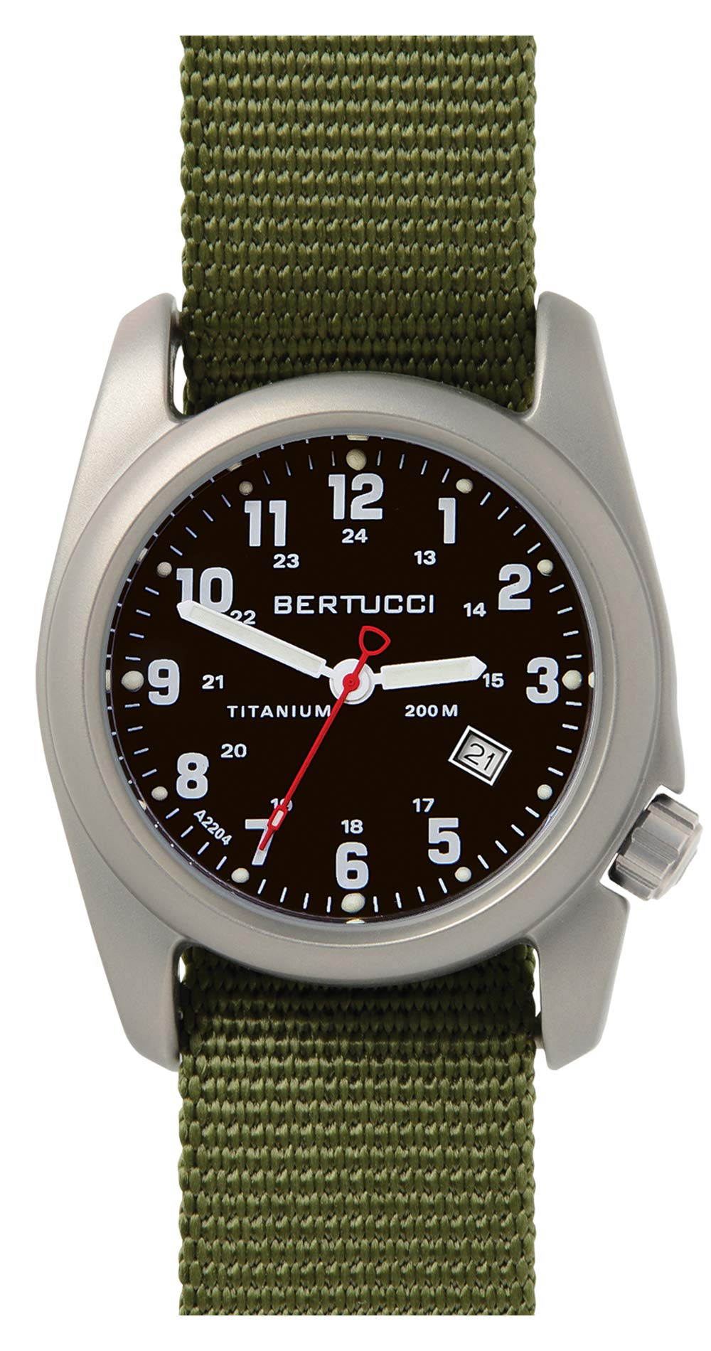 Titanium Olive Nylon Strap Black Dial Men's Watch F52207