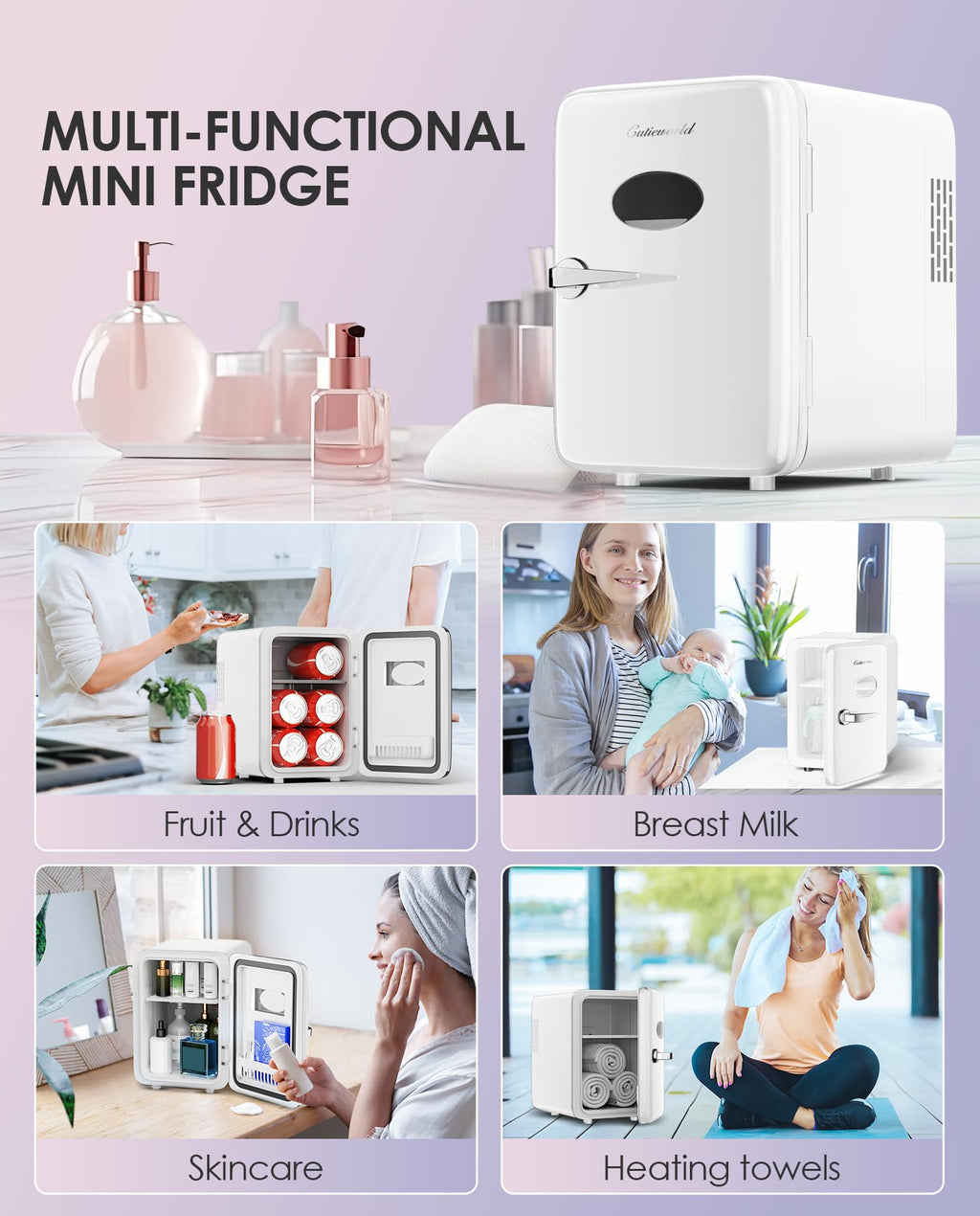 4L Pearly White Mini Skincare Fridge L66291
