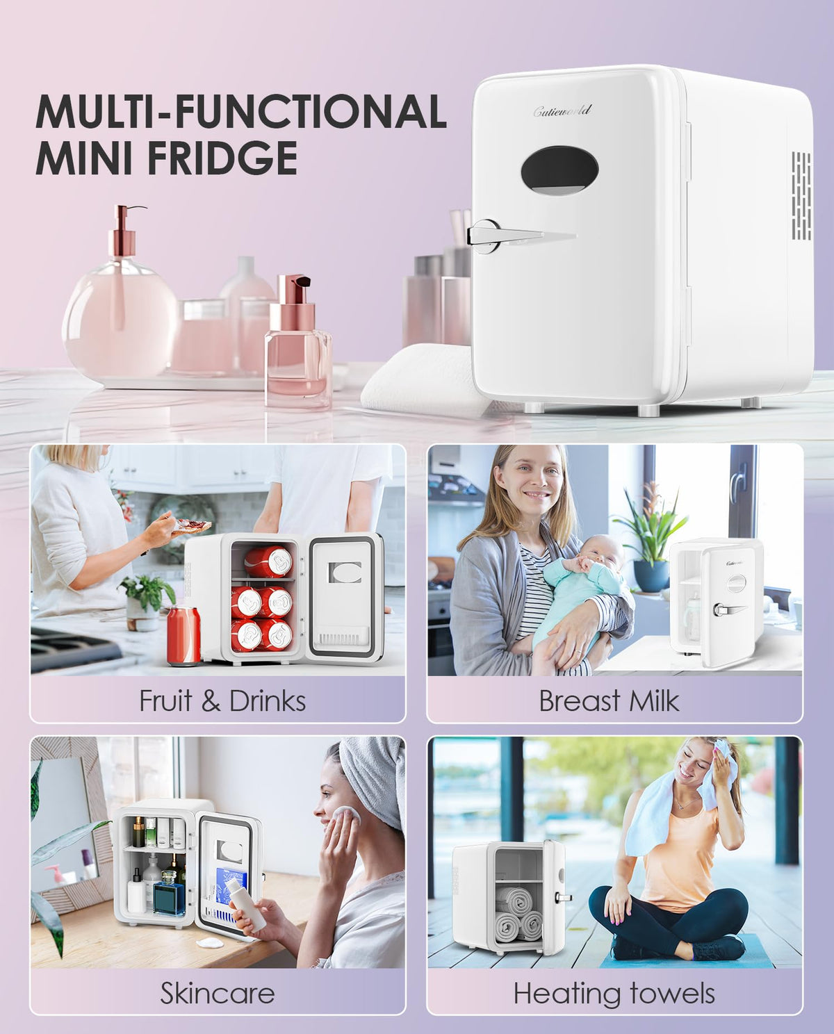 4L Pearly White Mini Skincare Fridge L66291