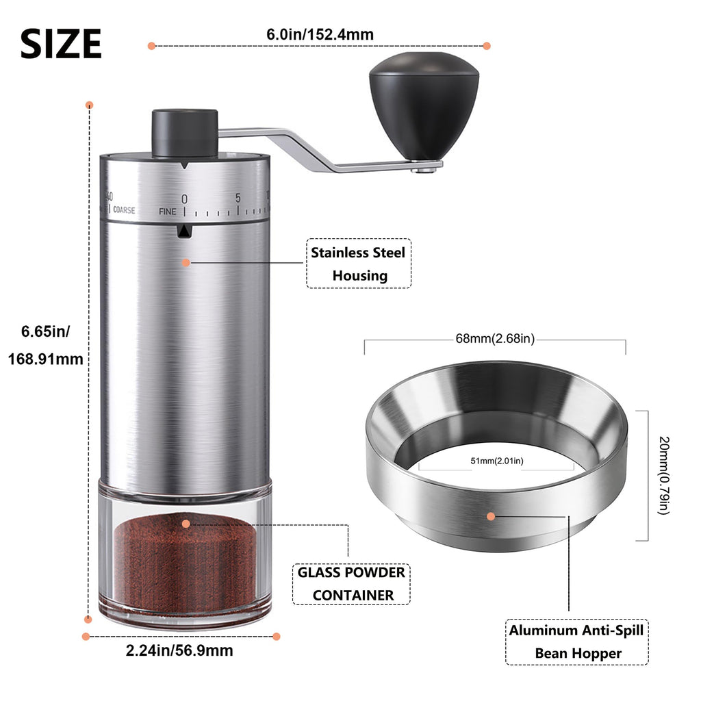 Manual Coffee Bean Grinder with Ceramic Conical Burr V9816