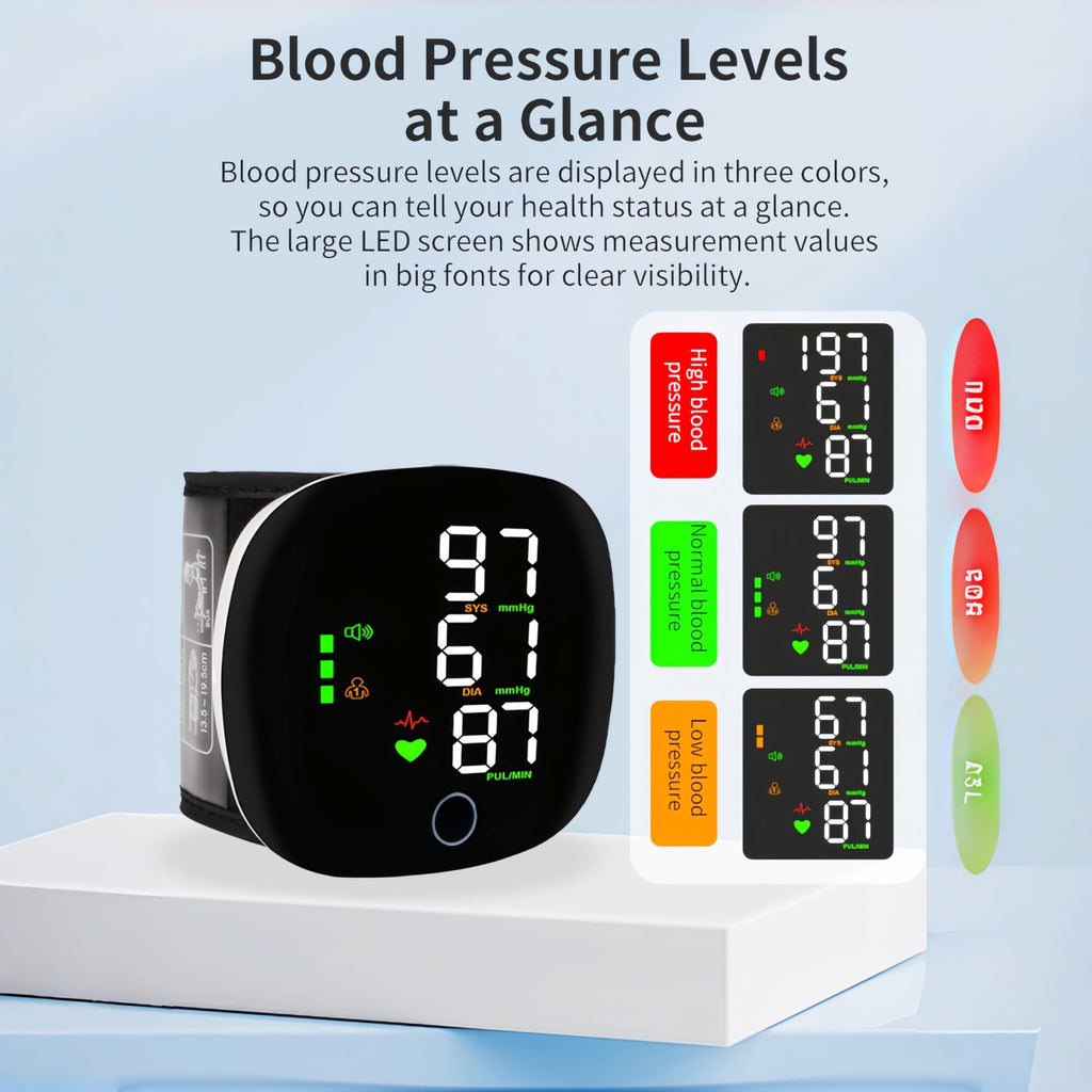 Wrist Blood Pressure Monitor with LCD Display and Voice Guide T506748