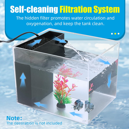1 Gallon Betta Fish Tank with LED Light and Water Filter Pump V45301