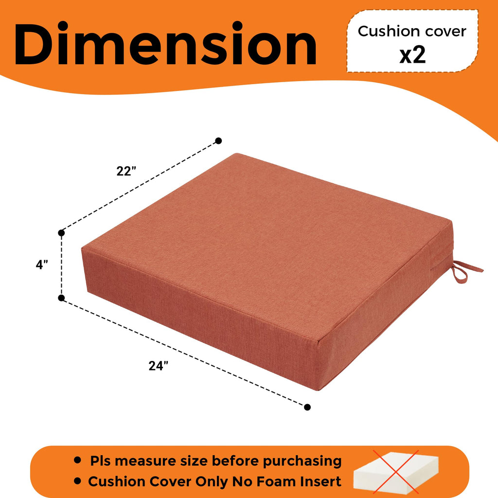 Water Repellent Cushion Cover 2 Pack 24x22x4 Inch G506