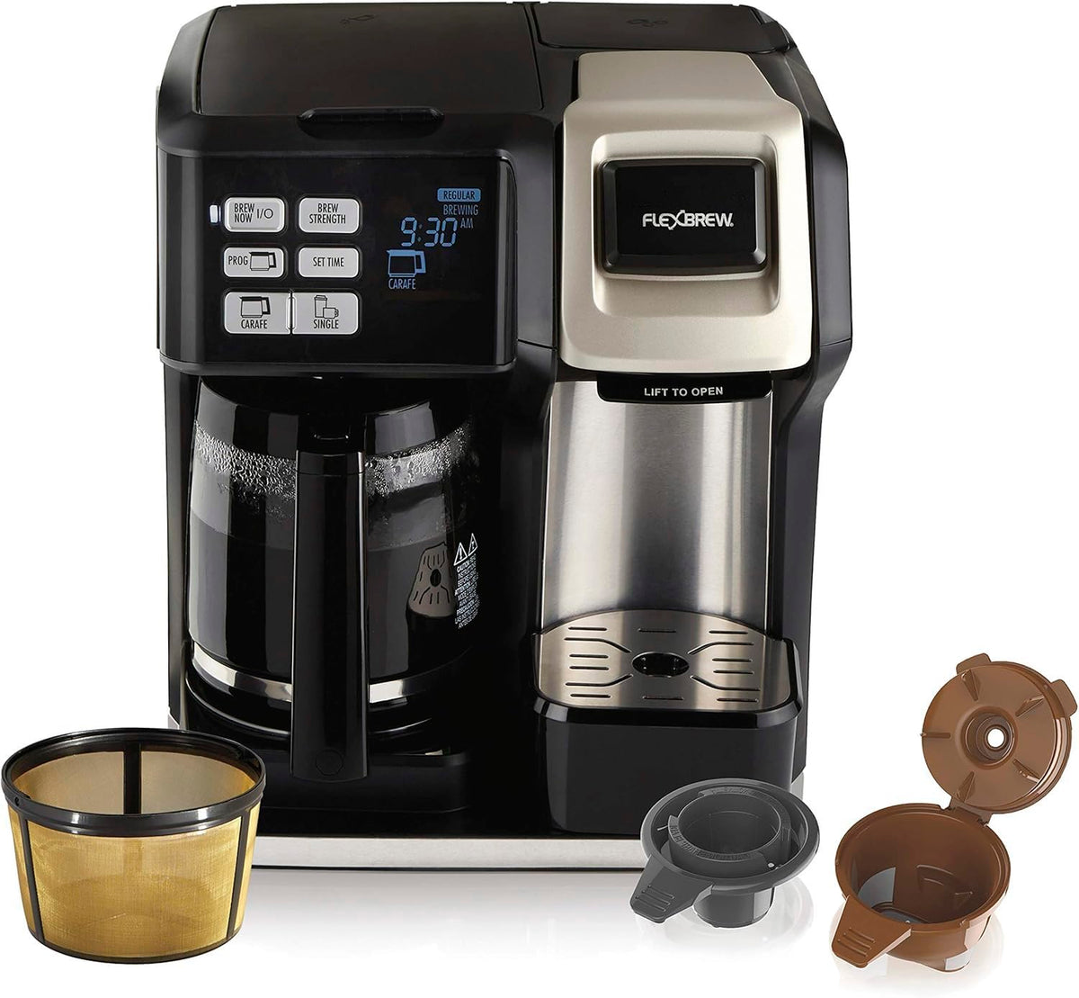 12 Cup Programmable Coffee Maker & Single Serve Drip Coffee Machine, 2-in-1 Automatic Coffee Brewer with Glass Carafe, Reusable Filter, Digital Timer and Warming Plate - Black/Silver K1452