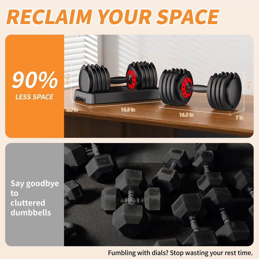Adjustable Dumbbell Set of 2 with Storage Box Y1333