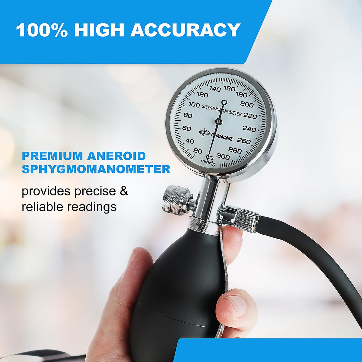 Aneroid Sphygmomanometer and Blood Pressure Cuff Set with 5 Sized Nylon Cuffs U30073