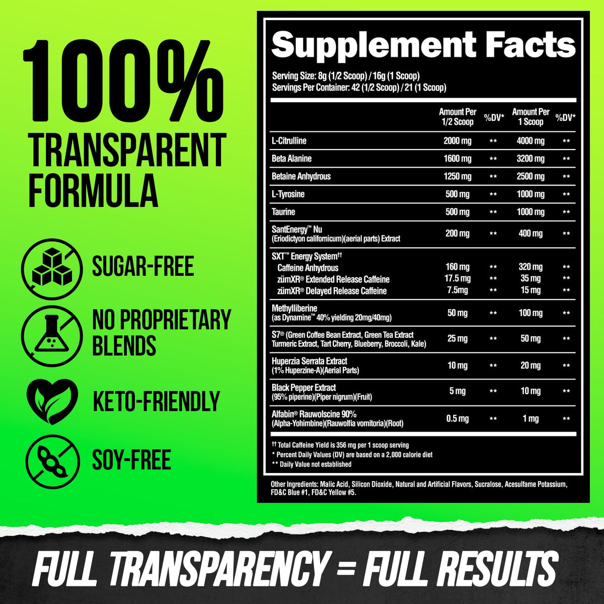 High Stim Pre Workout Powder with Beta Alanine, L-Taurine & Caffeine, 21 Servings P198