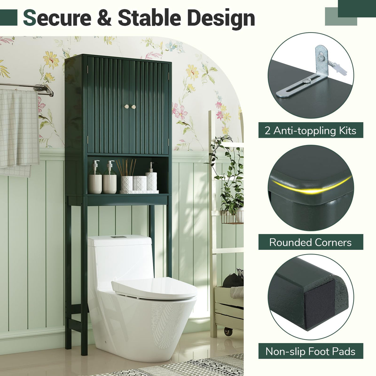 Over The Toilet Storage Cabinet with Fluted Doors J617243