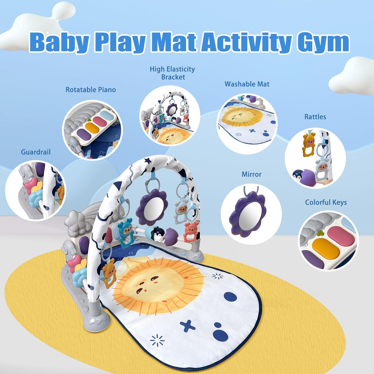 Baby Play Gym Mat and Activity Center with Music and Light Y569