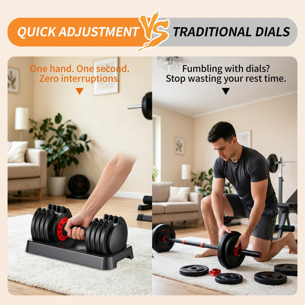 Adjustable Dumbbell Set of 2 with Storage Box Y1333