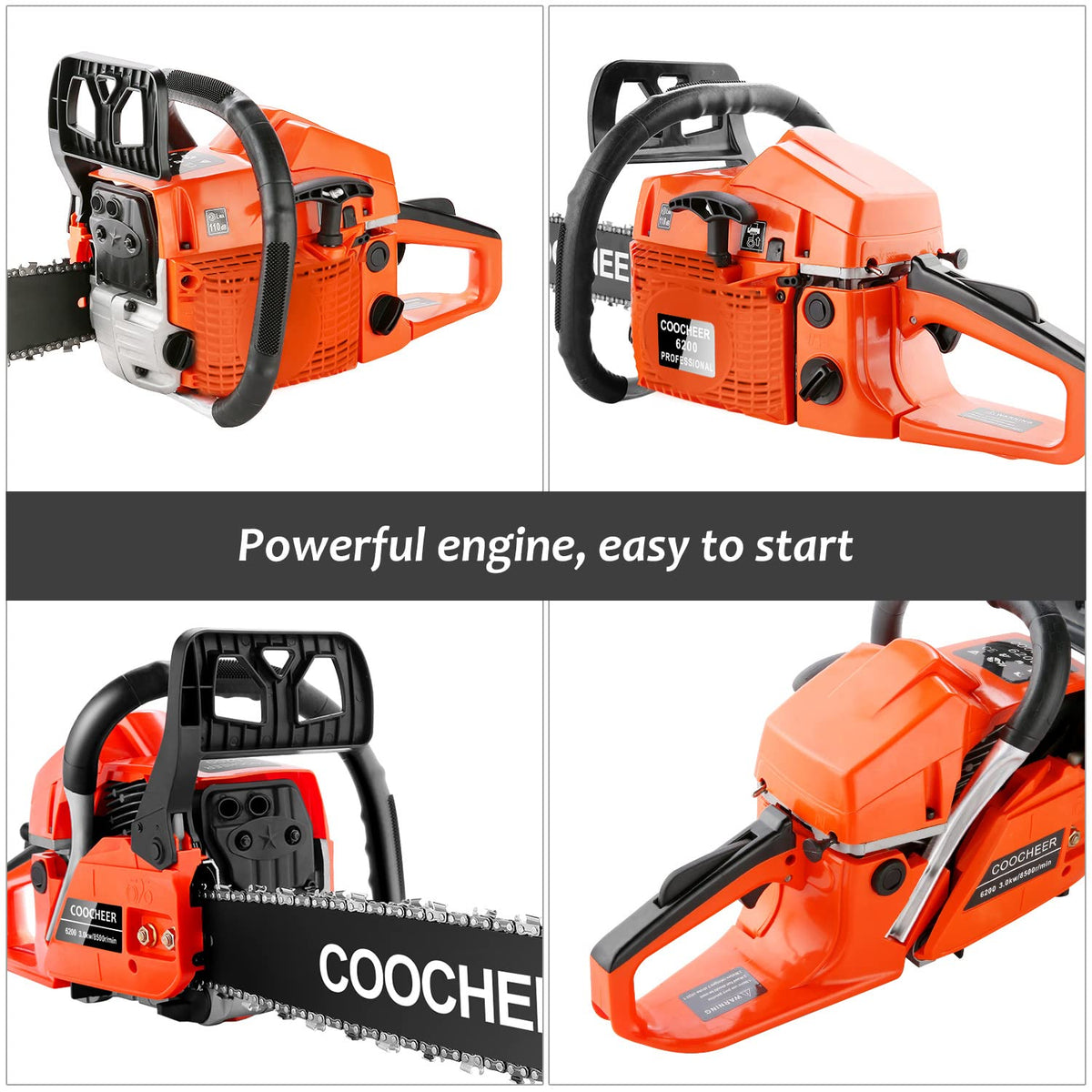 62CC 20 Inch 2-Cycle Gas Chainsaw with Carrying Bag P563