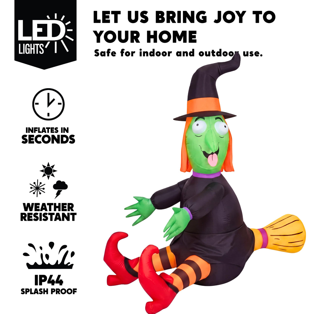 4FT Inflatable Witch with LED Lights Q49356