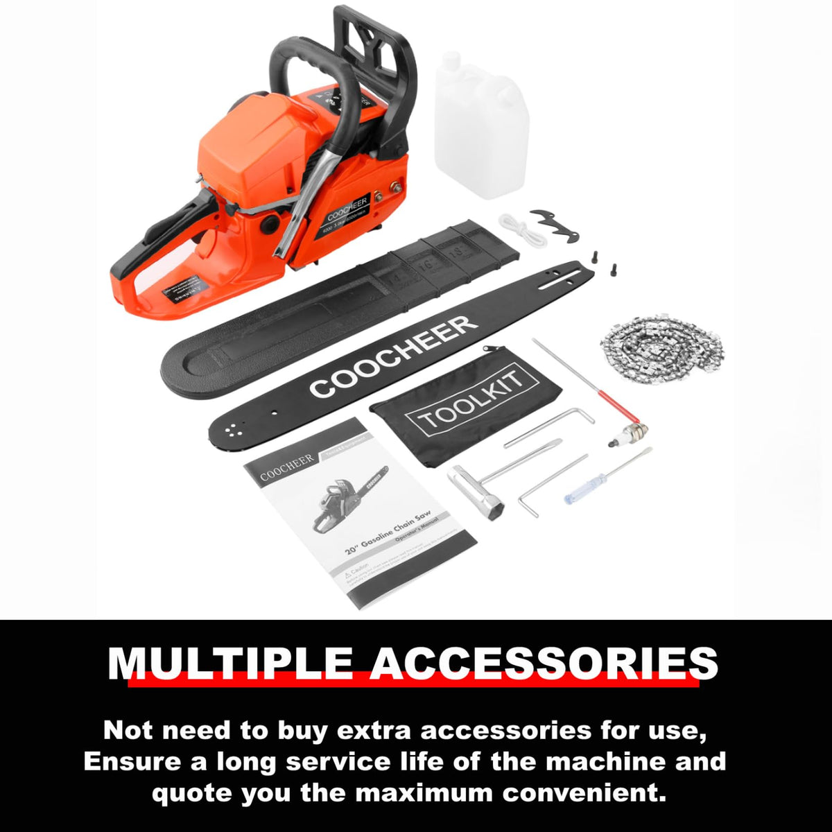 62CC 20 Inch 2-Cycle Gas Chainsaw with Carrying Bag P563