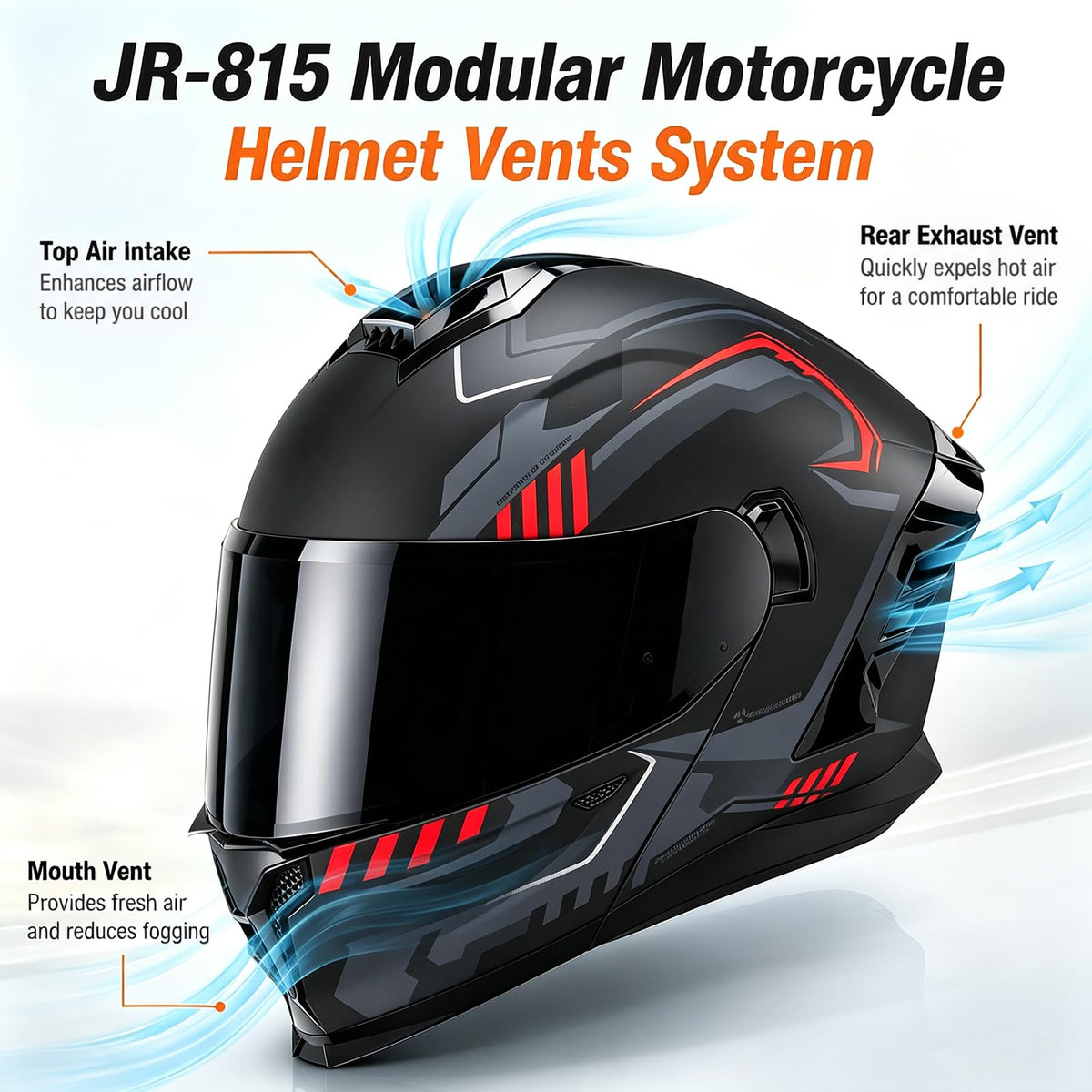 Dual Visor Flip up Modular Full Face Motorcycle Helmet B26187