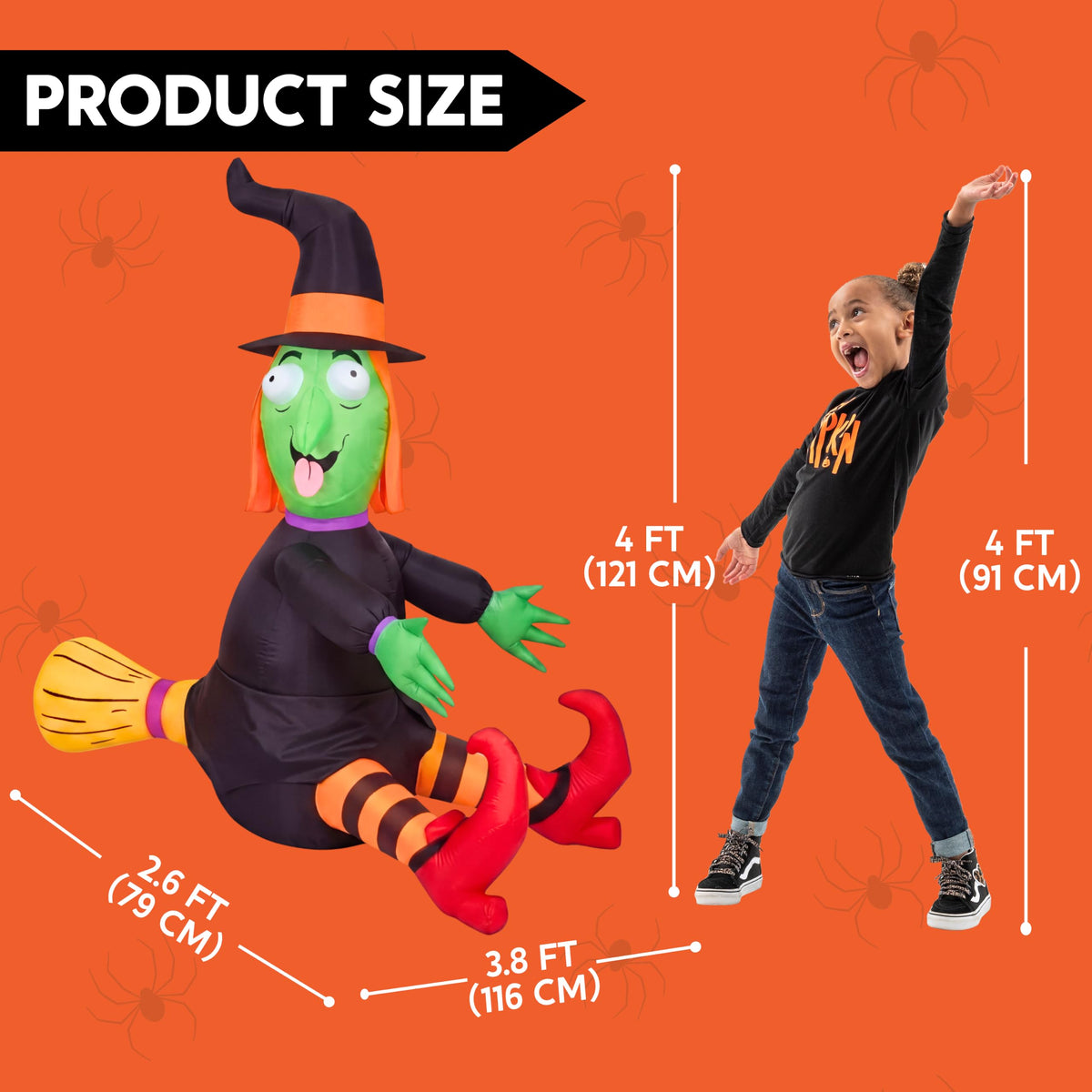 4FT Inflatable Witch with LED Lights Q49356