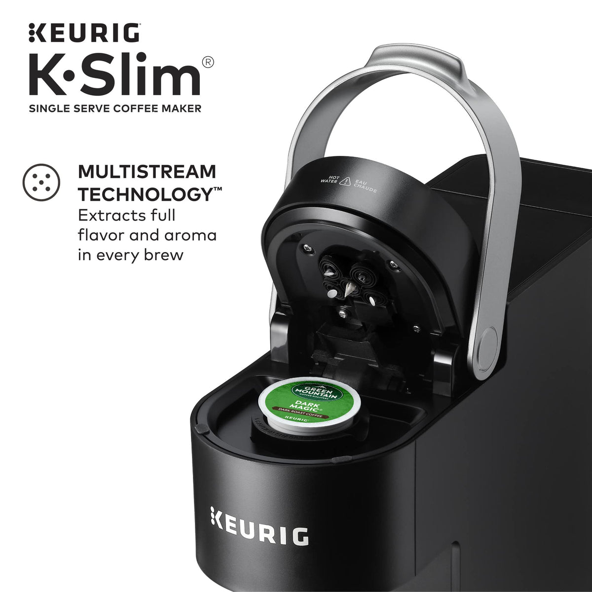 Single Serve K-Cup Pod Coffee Maker, 3 Brew Sizes, 46oz Removable Reservoir, Black Z857