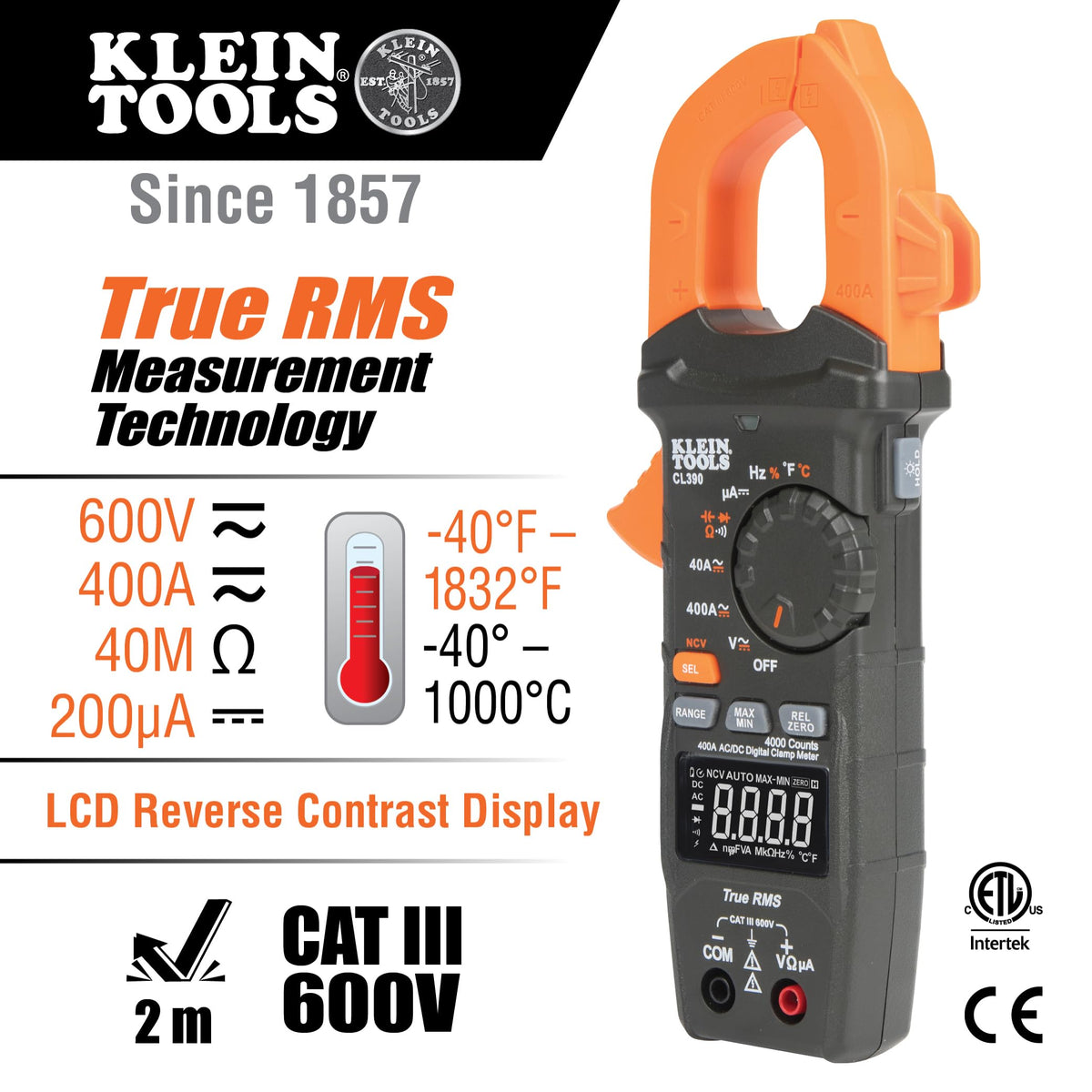 Auto-Ranging 400 Amp Digital Clamp Meter E719748