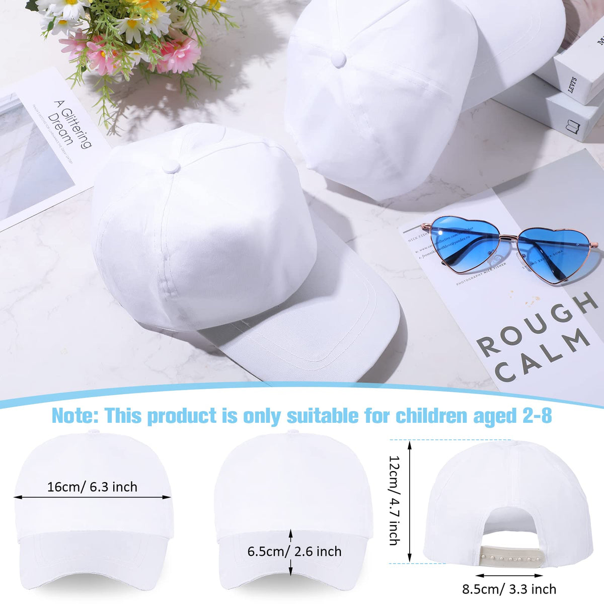 30 Pcs White Blank Baseball Caps C107