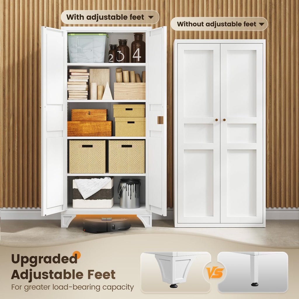 White Kitchen Pantry Storage Cabinet 61" U138
