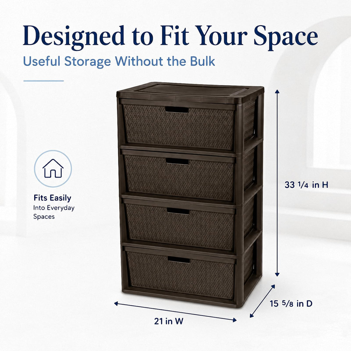 Wide 4-Drawer Storage Organizer Tower with Removable Bins E297