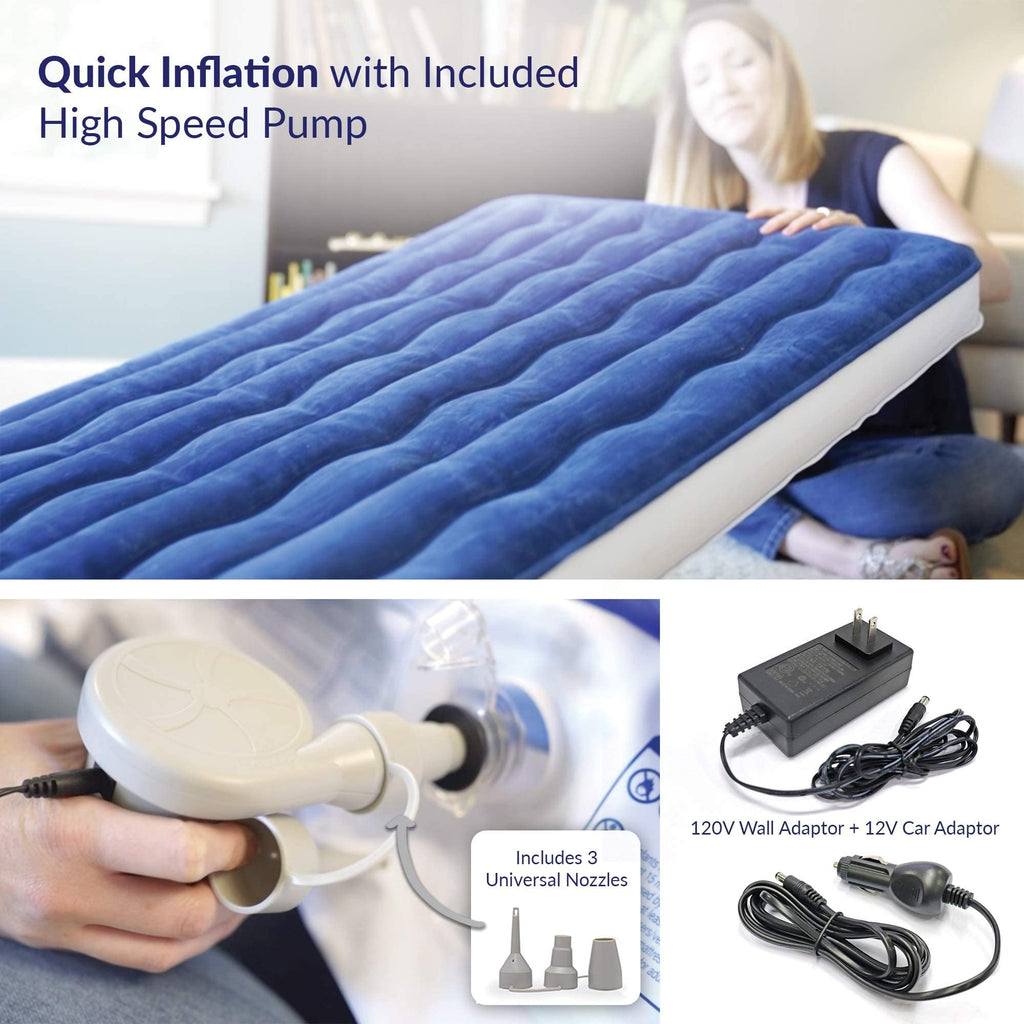 Kids Inflatable Travel Bed with High Speed Pump, Blue P181