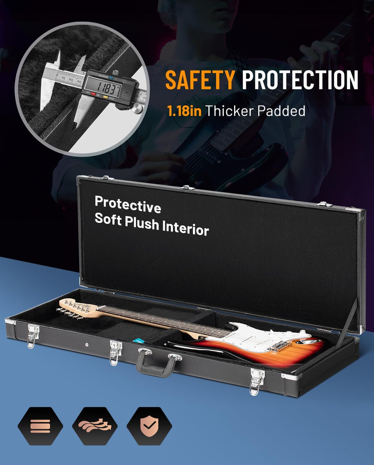 Electric Guitar Case Hard Shell Lockable Y97574
