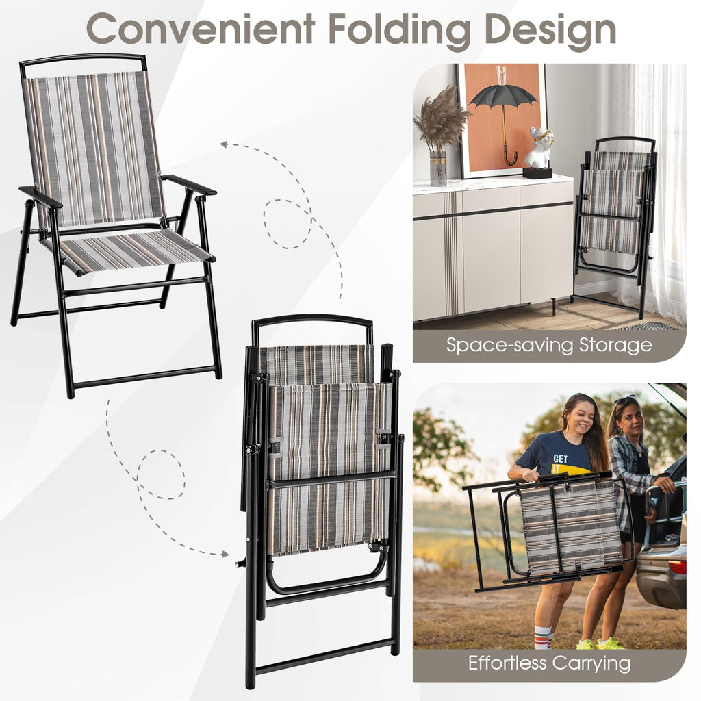 Patio Chairs Set of 2 Folding Armrests Metal Frame O246991