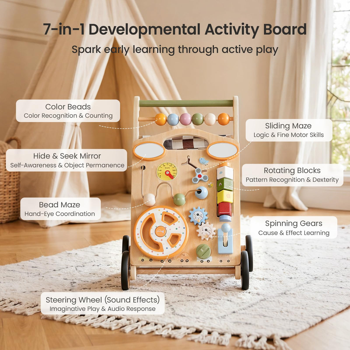 Wooden Baby Walker with Wheels G6168