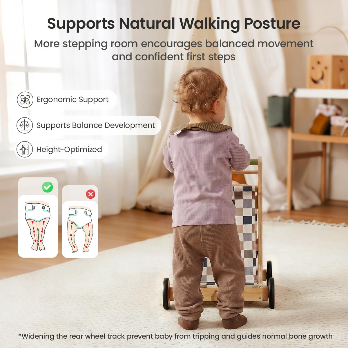 Wooden Baby Walker with Wheels G6168