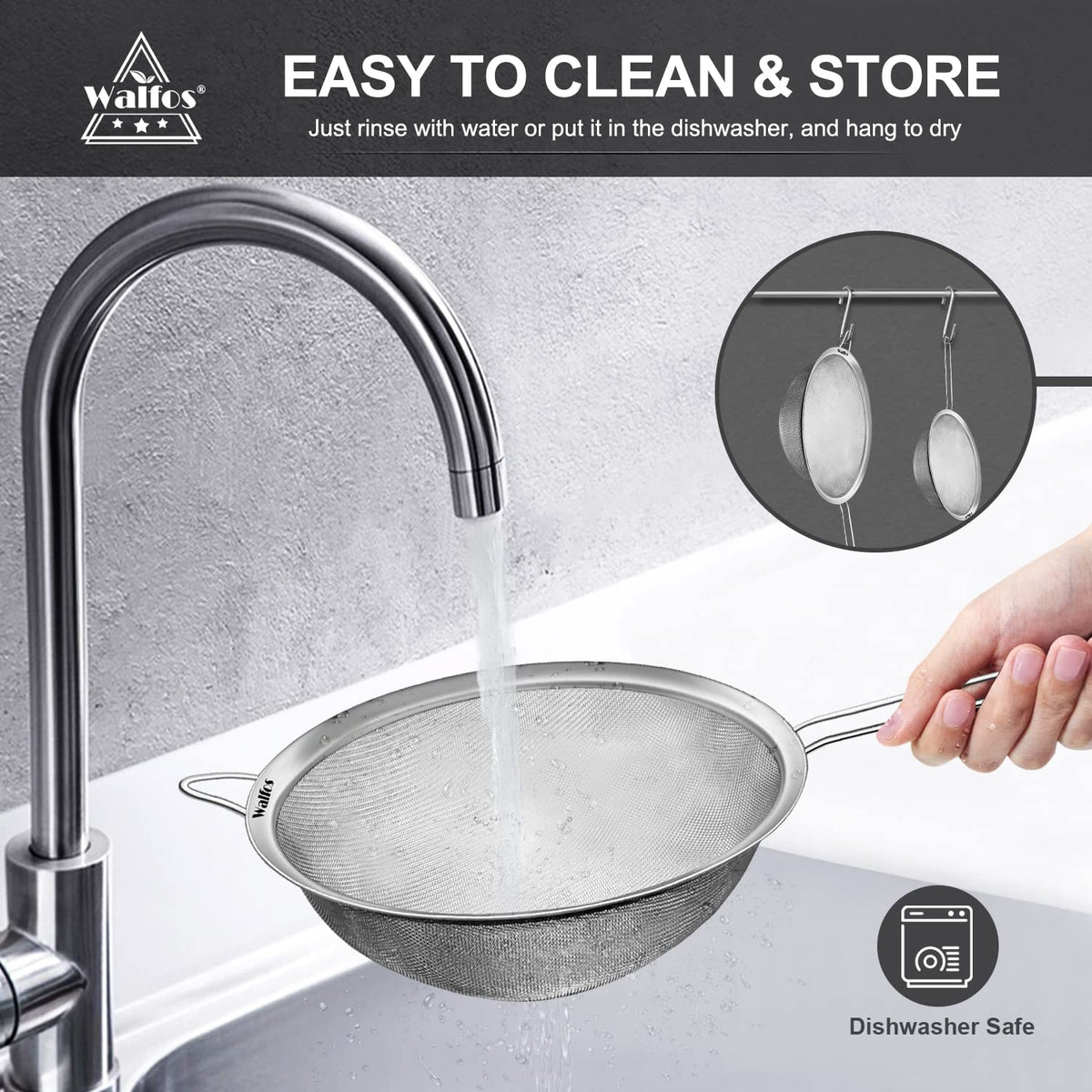 Large Fine Mesh Stainless Steel Strainer Set of 2 Q9245