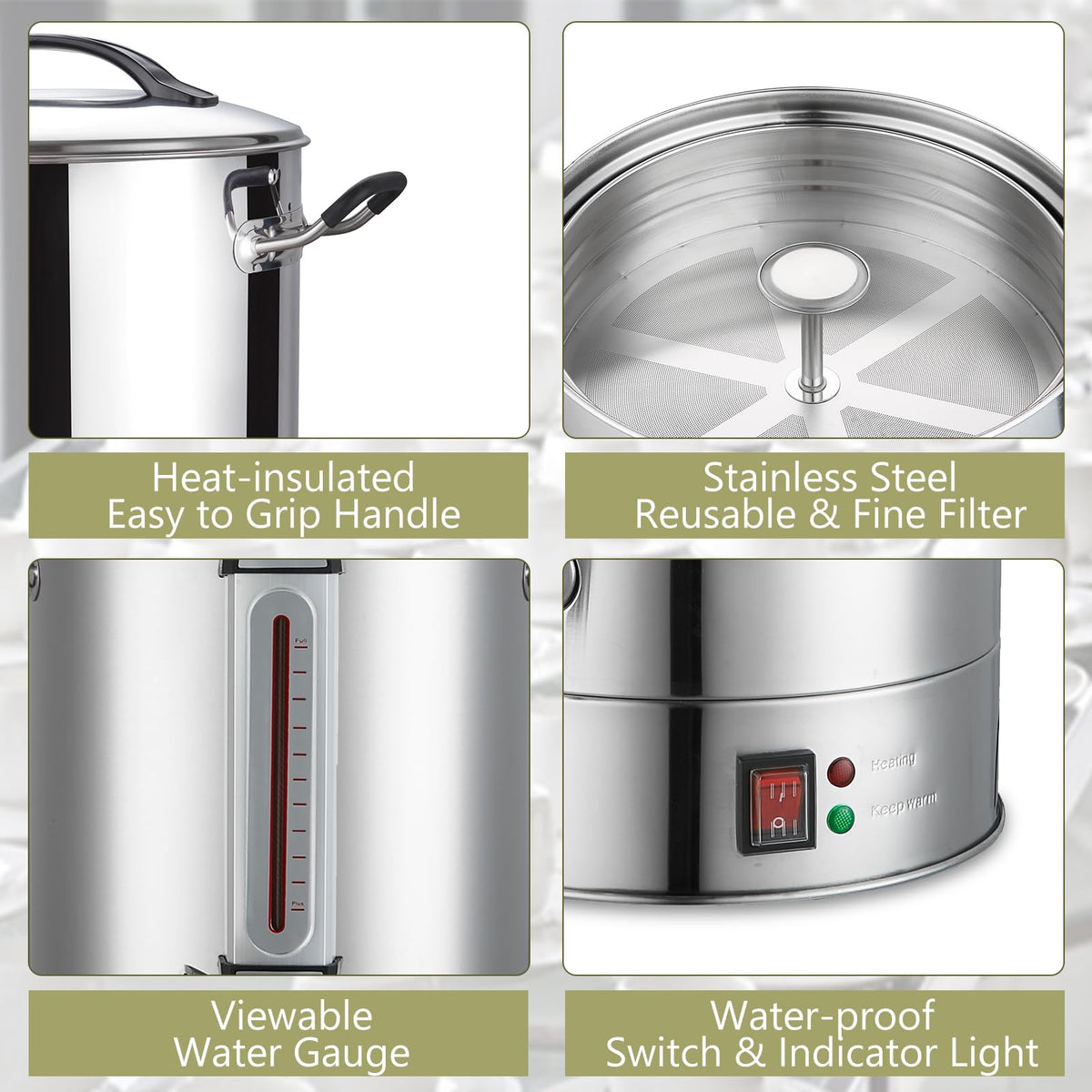 24L Stainless Steel Commercial Coffee Urn D76631