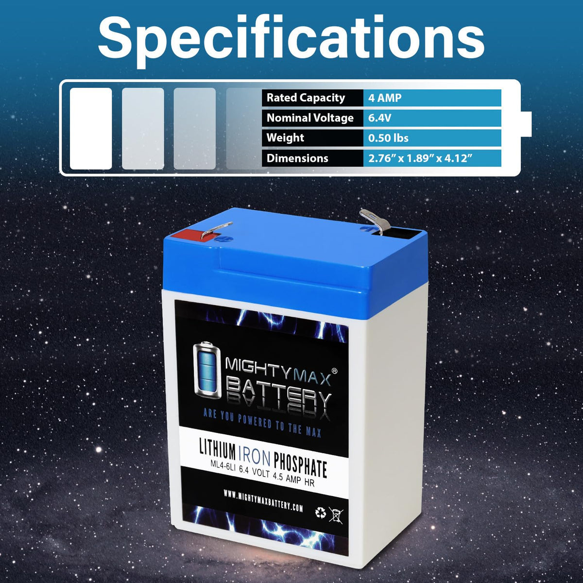 6V 4.5AH Lithium Replacement Battery Q25374