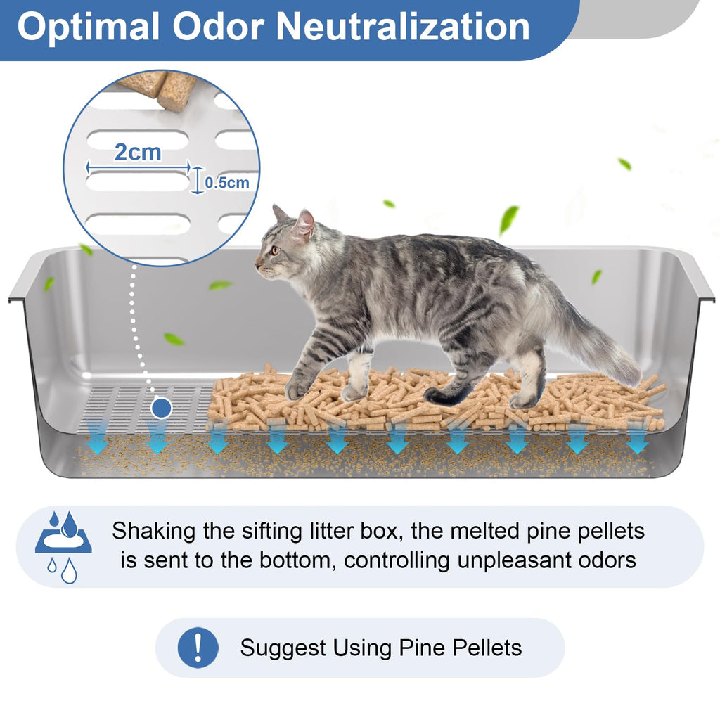 XXXL Stainless Steel Sifting Cat Litter Box with Lid S6951