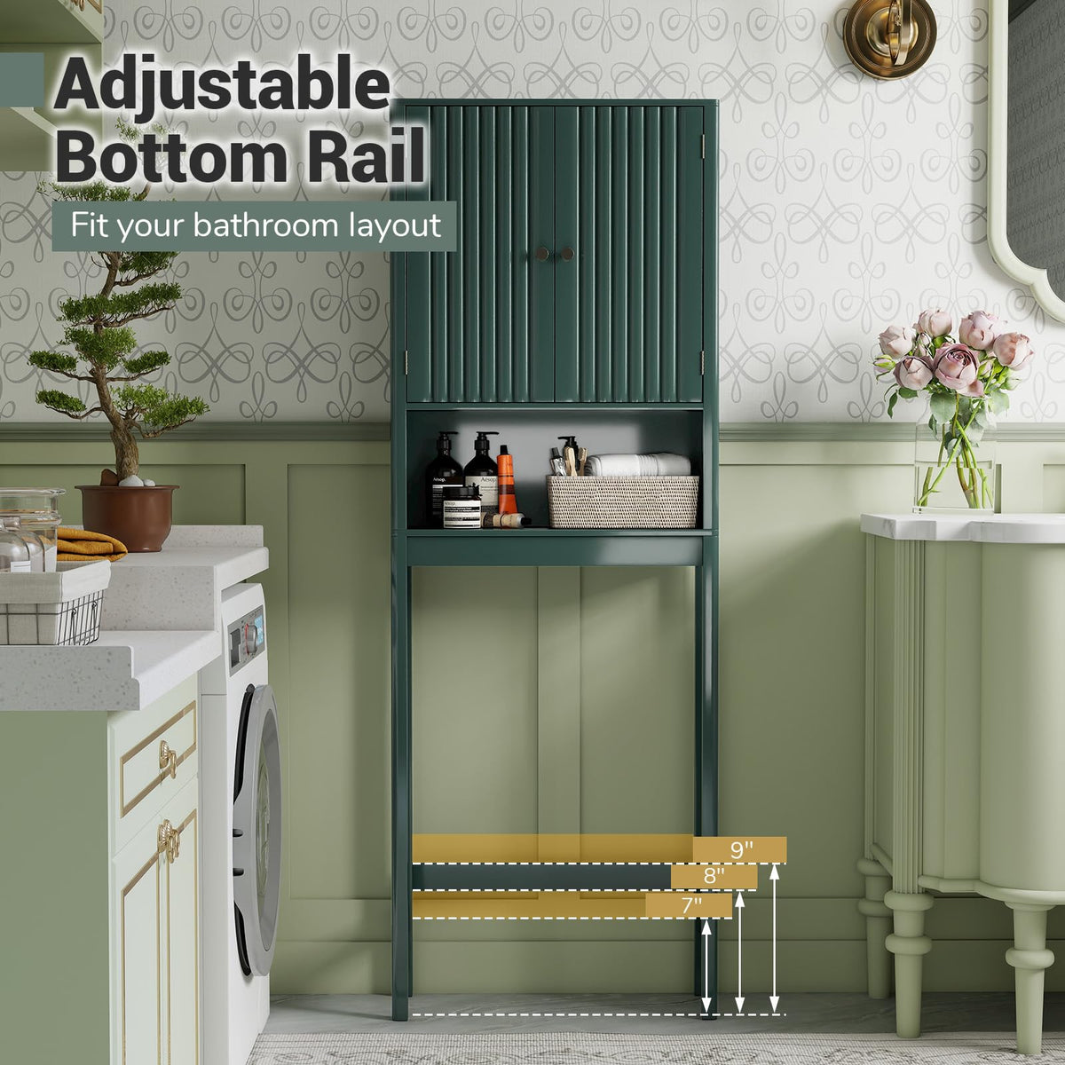 Over The Toilet Storage Cabinet with Fluted Doors J617243