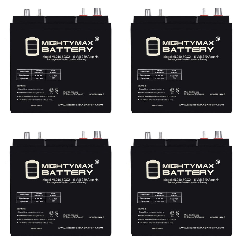 6V 210AH Dual Terminal SLA Replacement Battery 4 Pack C462796