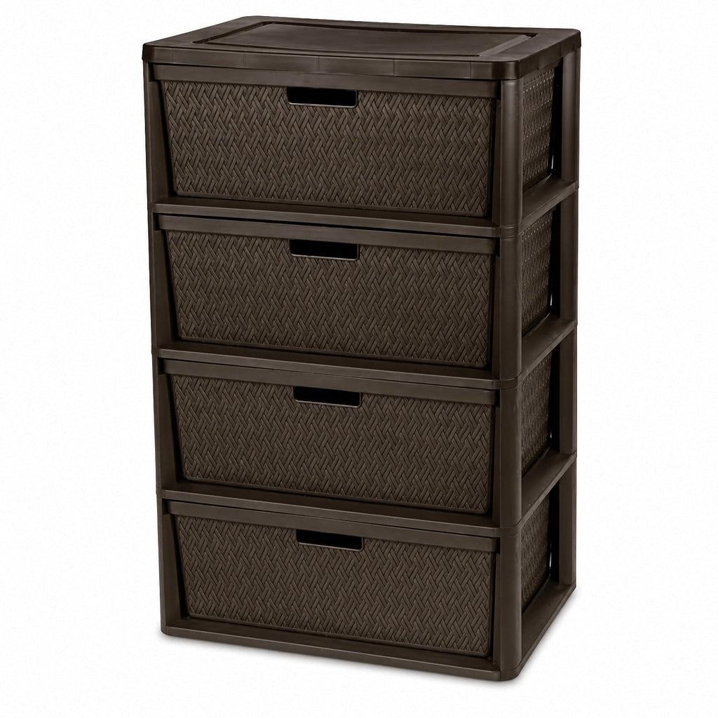 Wide 4-Drawer Storage Organizer Tower with Removable Bins E297