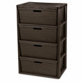 Wide 4-Drawer Storage Organizer Tower with Removable Bins E297
