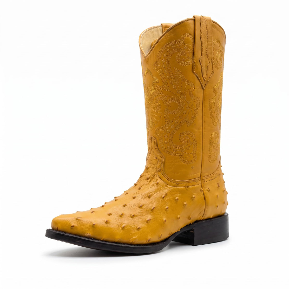 Mens Leather Cowboy Boots Embossed Ostrich Quill Print G2723